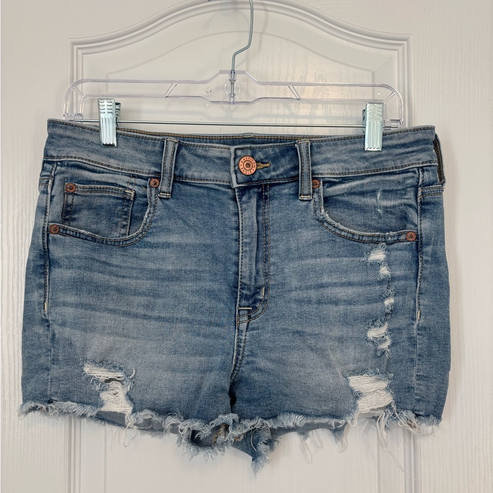 American Eagle Super-Stretch Hi-Rise Shortie Denim Shorts - Size 10